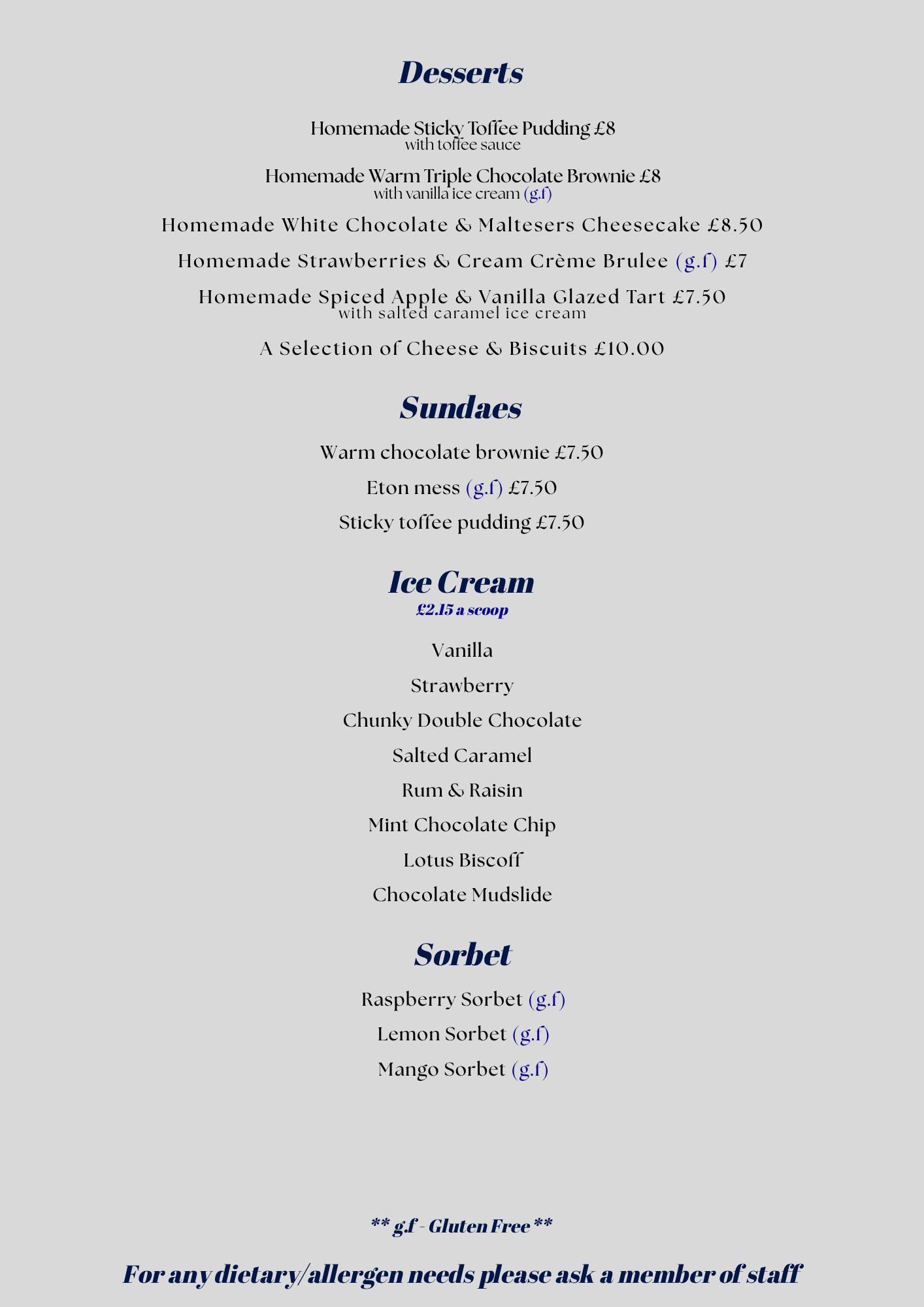 Desserts